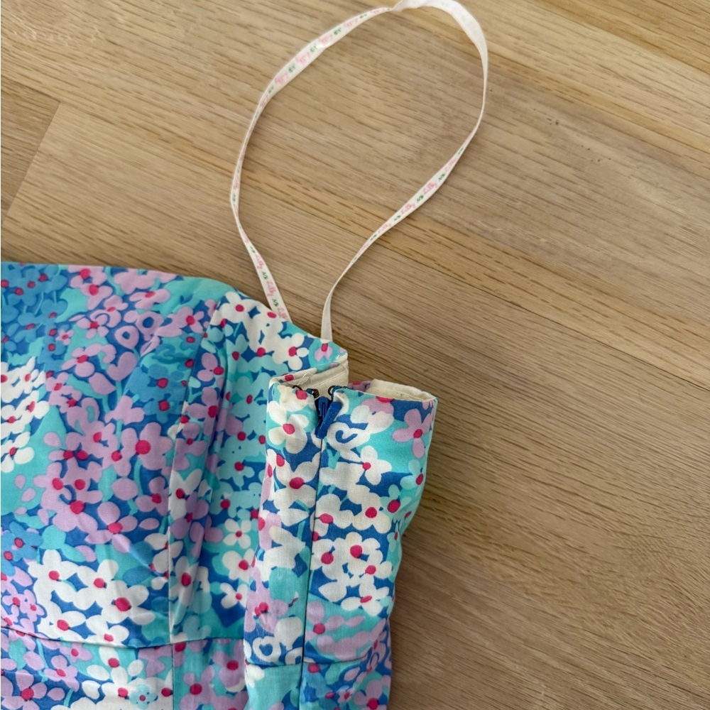 Lilly Pulitzer Strapless Floral Dress in Blue and Pink - Picture 5 of 10